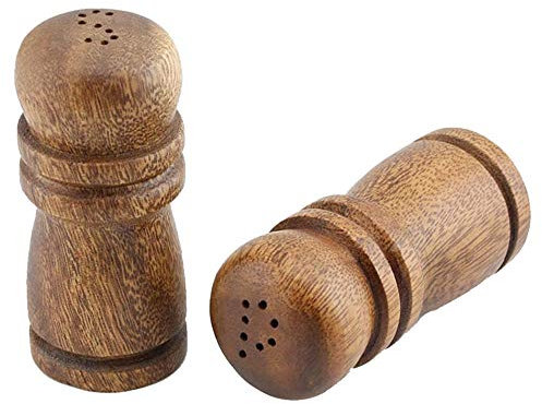Pacific Merchants Acaciaware Salt and Pepper Shakers Cruet Set Tied with Raffia, 4-Inch