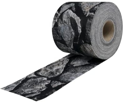 Zaundruck Sichtschutzstreifen Polyester - nachhaltiger Sichtschutz für Doppelstabmattenzaun - Motiv Windschutz 26 m x 19 cm - Sichtschutz-Rolle - Bruchstein