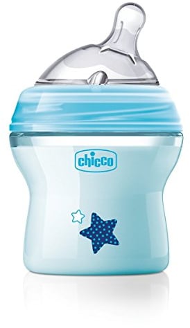 Biberon NaturalFeeling 150ml - Tétine inclinée - flux lent - 0m+ - bleu décoré