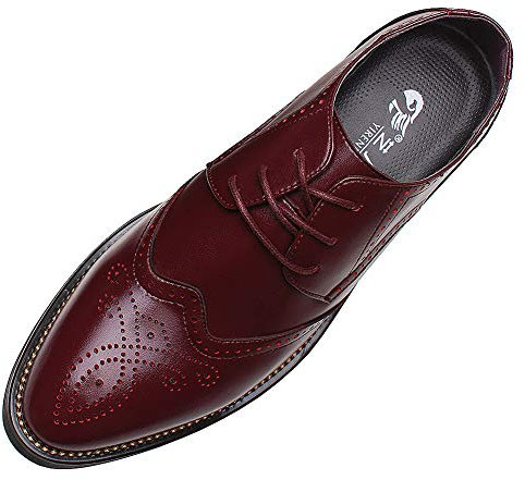 ANUFER Uomo Inteligente Punta Scarpe da Sera Allacciare Formale attività Commerciale Nozze Brogues Borgogna P110 EU41