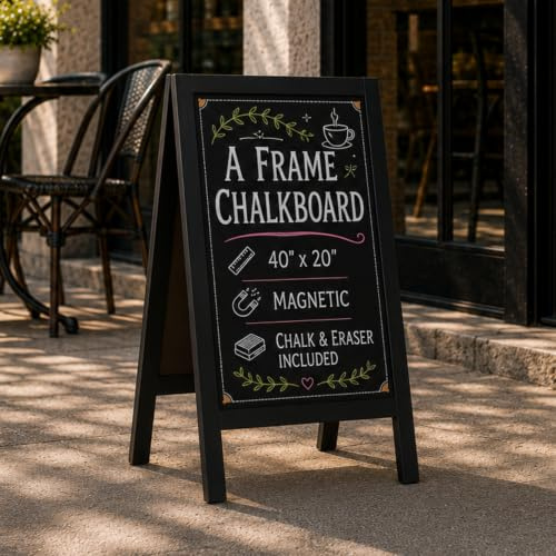 Sandwich Boards – Gehweg Tafel Schild mit Kreide & Radiergummi für Menu – 4 Farben zur Auswahl. schwarz