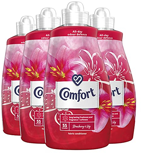 Comfort Strawberry & Lily Fabric Conditioner Softener Unstoppable Long Lasting Freshness and Fragrance Boost + Softness 220 wash (Pack of 4) Upto 7 Months Supply