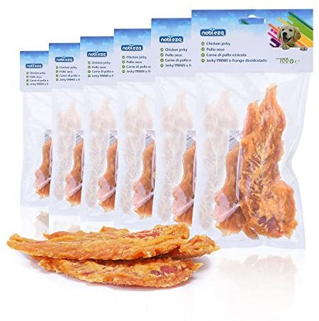 Nobleza - Natürlicher Hundesnack, Premium Kaubare Getrocknete Hähnchenbrust, Proteinreiche Hundeleckerli Kleine Hunde, Snacks für das Welpentraining, 6 Packungen, 600g
