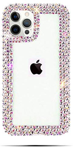 Bonitec Jesiya for iPhone 12 Pro Max Case 3D Glitter Sparkle Bling Case Luxury Shiny Crystal Rhinestone Diamond Bumper Clear Protective Case Cover Clear