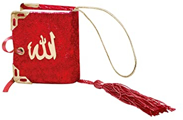 Islamische Auto Rückspiegel Anhänger Kleiner Koran Schutz Innenspiegel Auto Spiegel PKW Arabisch Dekor Geschenk (Rot)