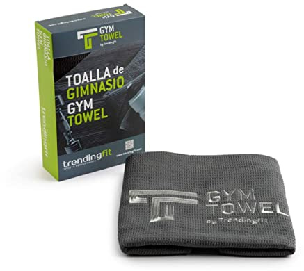 TRENDINGFIT Telo da palestra con calamita e tasca tattile con cerniera - Grigio, telo da ginnastica in microfibra ad assorbimento magnetico, antiscivolo, tasca per cellulare e chiavi