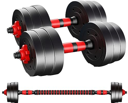 Dumbbells and Barbell 20KG Weight Set - Adjustable Dumbbells Set with Connecting Rod - Training Equipment for Men and Women for Home Training, Lifting, Fitness, Gym, Workout etc.