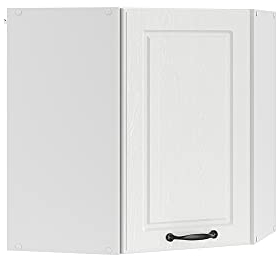 Vicco Eckhängeschrank R-Line, Küchen-Eckschrank, Weiß Landhaus/Weiß, 57 cm