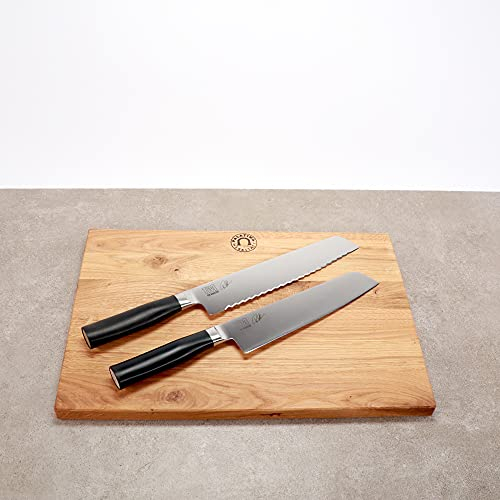 Kai Shun Tim Mälzer Kamagata Messerset | Brotmesser TMK-0705 23 cm Klinge + Hybridmesser TMK-0770 20 cm Klinge + | großes Schneidebrett aus Eichenholz, 40x30 cm | VK: 269,- €