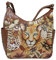Anuschka Klassische Handbemalte Hobo Tasche aus echtem Leder mit beschlagenen Seitenfächern - Cleopatra's Leopard Tan