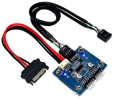 iHaospace Adaptateur répartiteur USB 2.0 9 broches 1 à 2 rallonges pour carte mère - Convertisseur USB 2.0 mâle vers 2 mâle USB HUB interne