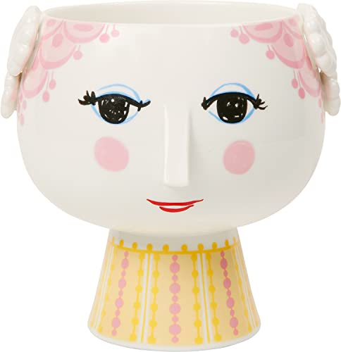 Bjørn Wiinblad Eva Frauenkopf Übertopf mit Fuß aus Porzellan in der Farbe Pink, Größe: 14,5 x 15,5cm, 56535