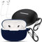 easyBee Custodia compatibile con Xiaomi Buds 3T Pro, con 2 moschettoni, 2 cinghie anti-perdita, custodia in silicone liquido, ultra sottile, antiurto, custodia per cuffie Bluetooth, colore nero e blu