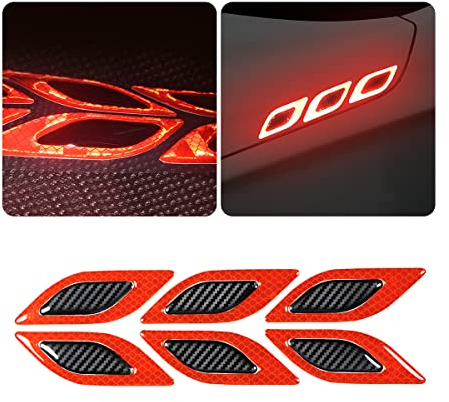 CGEMDY 6 Stück Universal Reflektierende Auto-Warnaufkleber, Auto Warnung Sicherheit Reflektierende, Stoßstangenaufkleber Für Autos 3D Reflektierende Warnaufkleber (Rot)