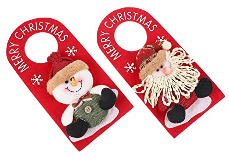 ABOOFAN Weihnachtsbaumanhänger 2 Stück Weihnachts-Türhänger Aus Stoff Weihnachtsdekoration Weihnachtsbaumschmuck Hauptstützen Kleiderbügel Schneemann-Türhänger Weihnachtsanhänger Ornament