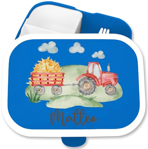 Brotdose Kinder Campus für Mepal - Traktor Trecker Bulldog Schlepper Landwirtschaft - 750 ml - Blau - schulkind junge vesperdose kindergarten bagger traktorfans bauernhof schulkinder geschenke