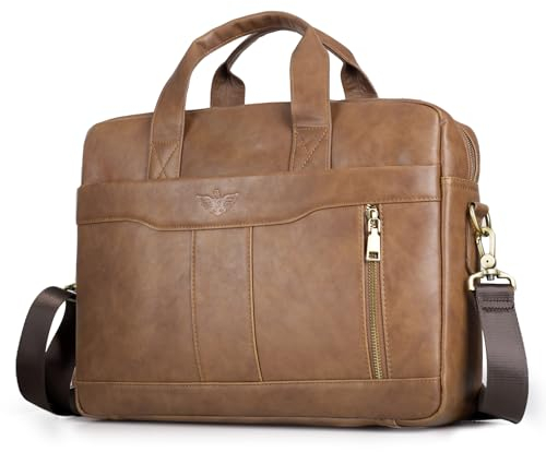 SPAHER Sacoche Ordinateur Homme Cuir Cartable Homme Cadeau Homme 15.6 Pouces Porte Document Homme Cuir Sac à Main Sac Bandoulière Homme Sacoche Affaire Homme Serviette Business Homme