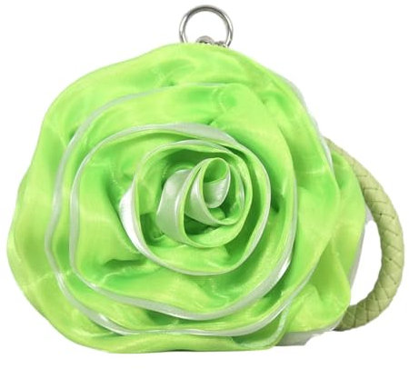 YUEZHAN Abendtasche Damen Clutch Braut Rose Blume Abend Clutch Geldbörse Frauen Tasche Kleine Handtasche Dame Seide Hochzeit Dekorieren Totes Party Brautjungfer Geschenk Geldbörsen Grün