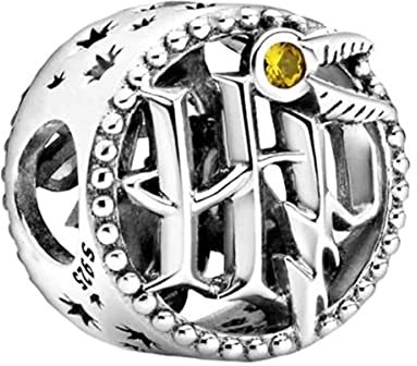 Wedanor Icons Honey Colored Crystal Abalorios Colgante de Cuentas Plata de Ley 925 con Circonita Cúbica Compatible con Europeo Pulsera Collar,Charms de Para Mujer