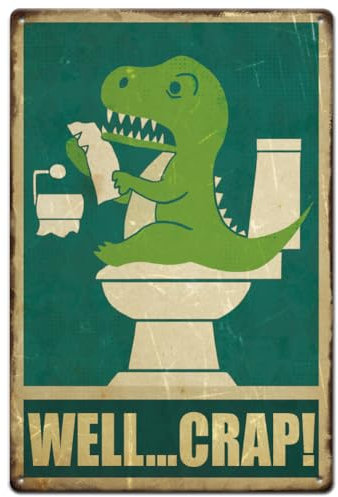 SUPERDANT Plaque Metal Vintage pour Salle de Bain Dinosaure Plaque Decorative Metal pour Salle de Bain Plaque Vintage Metal pour Toilettes Décoration de Toilettes Plaque Murale Decorative