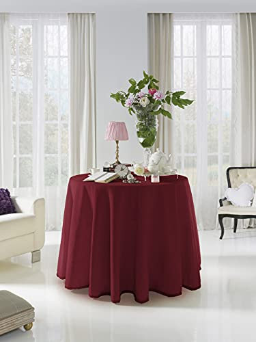 Acomoda Textil - Falda para Mesa Camilla Terciopelo, Redonda - Rectangular, Suave y Cálida de Invierno. (Redonda 80 cm, Granate)