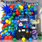 HILAVO Luftballon Girlande Rot Blau Grün Gelb Regenbogen Party Luftballons Set mit Blaue Stern Folienballons Blaue Grüne Metallic Latexballon für Gaming Zirkus Super Held Babyparty Geburtstag Deko