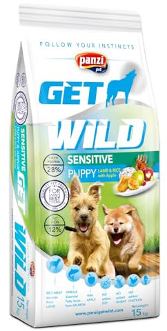 Panzi Pet - Get Wild Sensitive Puppy 15kg – Hypoallergenes Hundefutter ohne Huhn – Lamm & Lachsöl – Für Welpen mit empfindlichem Magen