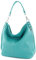 modamoda de - T177 - ital. Damen Schultertasche aus Leder, Farbe:Türkisblau