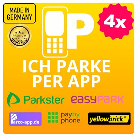 UNIVERSAL 5 in 1 Hinterglasaufkleber – Kompatibel mit EASYPARK Easy Park, Parkster, PayByPhone, Parco, Yellowbrick & Co. | Vignette Sticker Auto Aufkleber (6 x 6 cm) – App-Parken, Made in GERMANY (4)