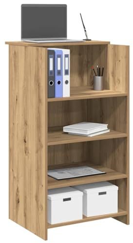 ZQQLVOO Empfangstheke Artisan-Eiche 55x50x103,5 cm Holzwerkstoff mit integriertem Tresen und Regal für Büro Lobby Empfangsbereich