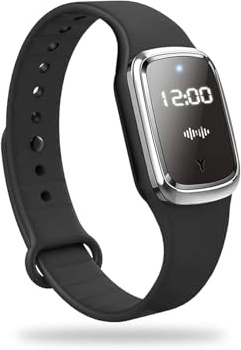 Bracciale Repellente per Zanzare ad Ultrasuoni, USB Ricaricabile con Display Orologio, Senza DEET per Bambini Adulti, Nero