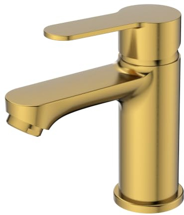 BELZ Gold Basin Mixer Tap, Single Lever Bathroom Tap, Ceramic Cartridge | Water-efficient & anti-splash flow, leak-proof, rust-resistant finish, easy DIY fit with UK standard fittings for bathrooms