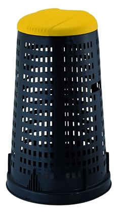 Stefanplast Trespolo con Coperchio, Nero/Giallo, 53x53x87 cm