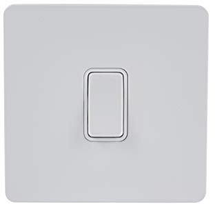 Schneider Electric Ultimate Screwless Flat Plate - Single Intermediate 2 Way Light Switch, 16AX, GU1414WPW, Painted White with White Insert