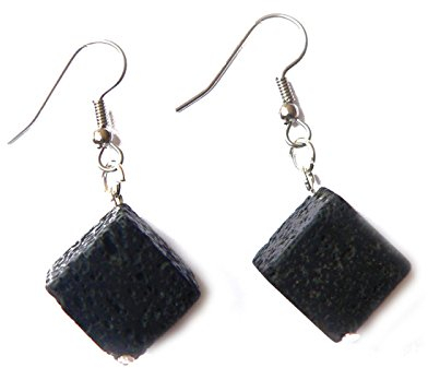 Lava schwarz Würfel Edelstein Ohrringe Ohrhänger 925er Echtsilber oder Chirurgenstahl Material Ohrstecker aus Sterlingsilber