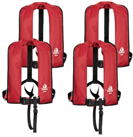 12skipper 4er-Set Automatik-Rettungswesten 165N ISO Waistbelt, rot