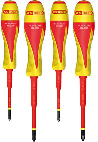 Jeux de Tournevis Bi-Matière Isolés 1000V pour Borniers Électriques, 4Pcs