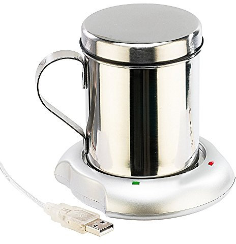 Monsterzeug USB Tassenwärmer mit Edelstahl Tasse, USB Kaffeewärmer, Heizplatte USB-betrieben, Tassenwärmer elektrisch, Isolierbecher Heizung
