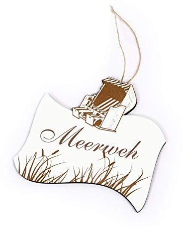 Maritimes Schild MEERWEH - Strandkorb Schilf Deko - 20 x 20 cm