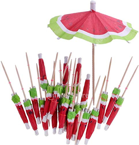 Febbya Cocktail Zahnstocher,50er Pack Cocktail Dekoration Papier Getränkedekoration Wassermelone für Bar Deko Cocktailzubehör Trinkfrüchte Essen Wein Party Muticolors 10cm