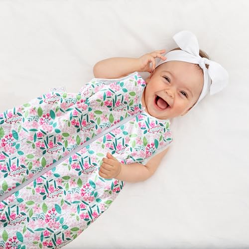 bisoo Baby Schlafsack 6-18 Monate - Winter 2.5 TOG - Winterschlafsack aus 100% Oeko-TEX Baumwolle - Unisex Blumendesigns für Jungen und Mädchen - Größe 70-90 cm