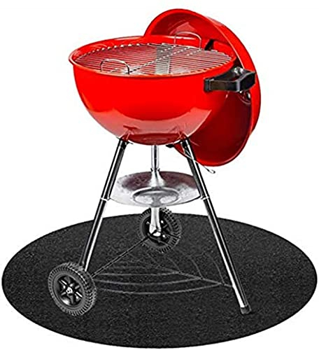 Grillmatte BBQ Matte 27/36in Rund Grillteppich, Feuerschalenschutz, Bodenölbeständige Grillmatte, Als perfekte bodenschutz Unterlage für Gas u. Holzkohlegrill, Für Ofen, Kamin, Grill, Garten, Outdoor