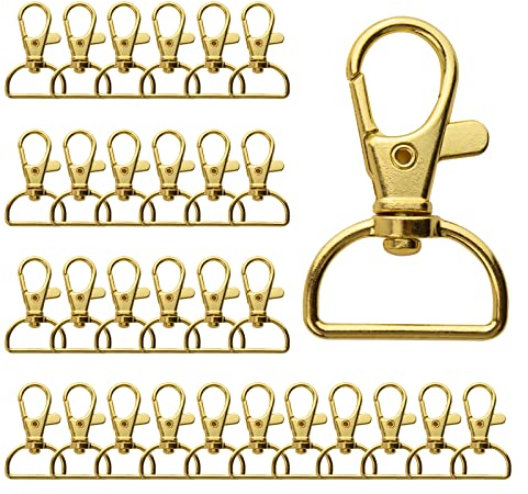 TAIYOU 30 pz Fibbie Metallo Girevole Portachiavi Girevole Catenacci Clip Aragosta Fibbia Artiglio Ganci per Borse Scatto Girevole per Borse Accessori Artigianato Fai-da-Te - D'oro 20mm