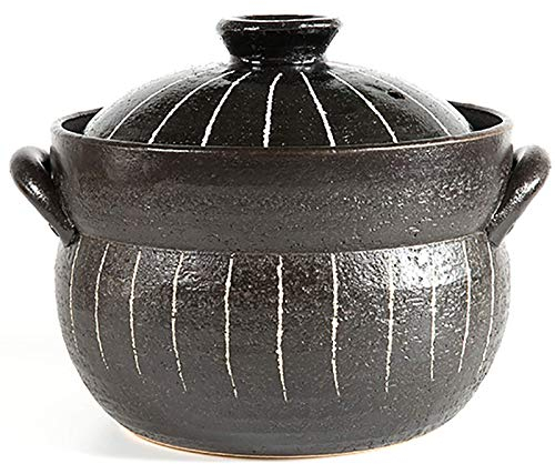 FZYE Cazuela de cerámica, Olla de arroz con Tapa Doble, cazuela de estofado, Olla de Sopa, Olla de Barro, Olla de cocción de arroz, estofado, Olla de Sopa Saludable con Palo, Horno de s