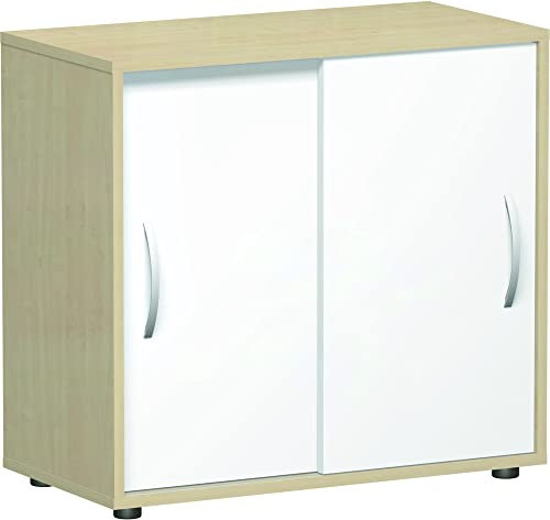 Geramöbel Schiebetürenschrank, mit Standfüßen, Nicht abschließbar, 800x400x752, Ahorn/Weiß