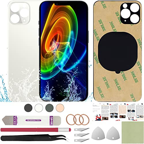 ReuWeu Rear Back Cover Glass Replacement Compatible with iPhone 11 Pro Max 6.5 + Professional Tools (Matte Silver)