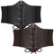 WERFORU 2 Stücke Frauen Tied Waspie Gürtel, Breiter Schnürgürtel für Damen, Korsett elastische Taille Gürtel Schwarz/Kaffee
