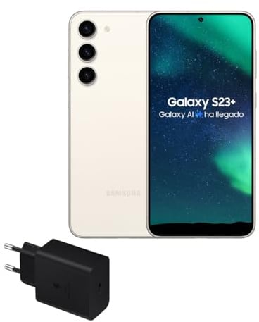 Samsung Galaxy S23+, 256GB + Cargador de 45W - Smartphone Android con IA, Teléfono Móvil Desbloqueado, Color Beige (Versión Española)
