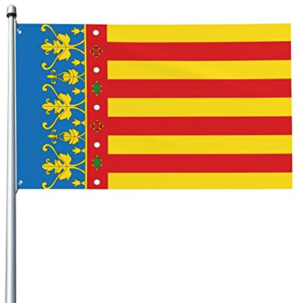 Bandera de la Comunidad Valenciana Bandera 3x5 pies Patio Jardín Césped Bienvenida Decoración Banner Interior Fiesta en casa Banderas