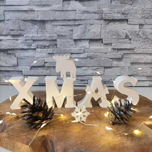 Xmas - Xmas Schriftzug - Weihnachtsdeko - weiß -aus Raysin